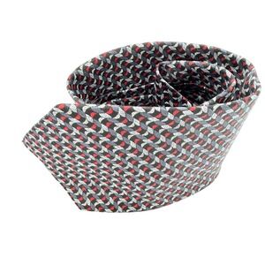 Uniforms To You Chicago Mens Geometric Wave Tie Red Grey Black White Made in USA